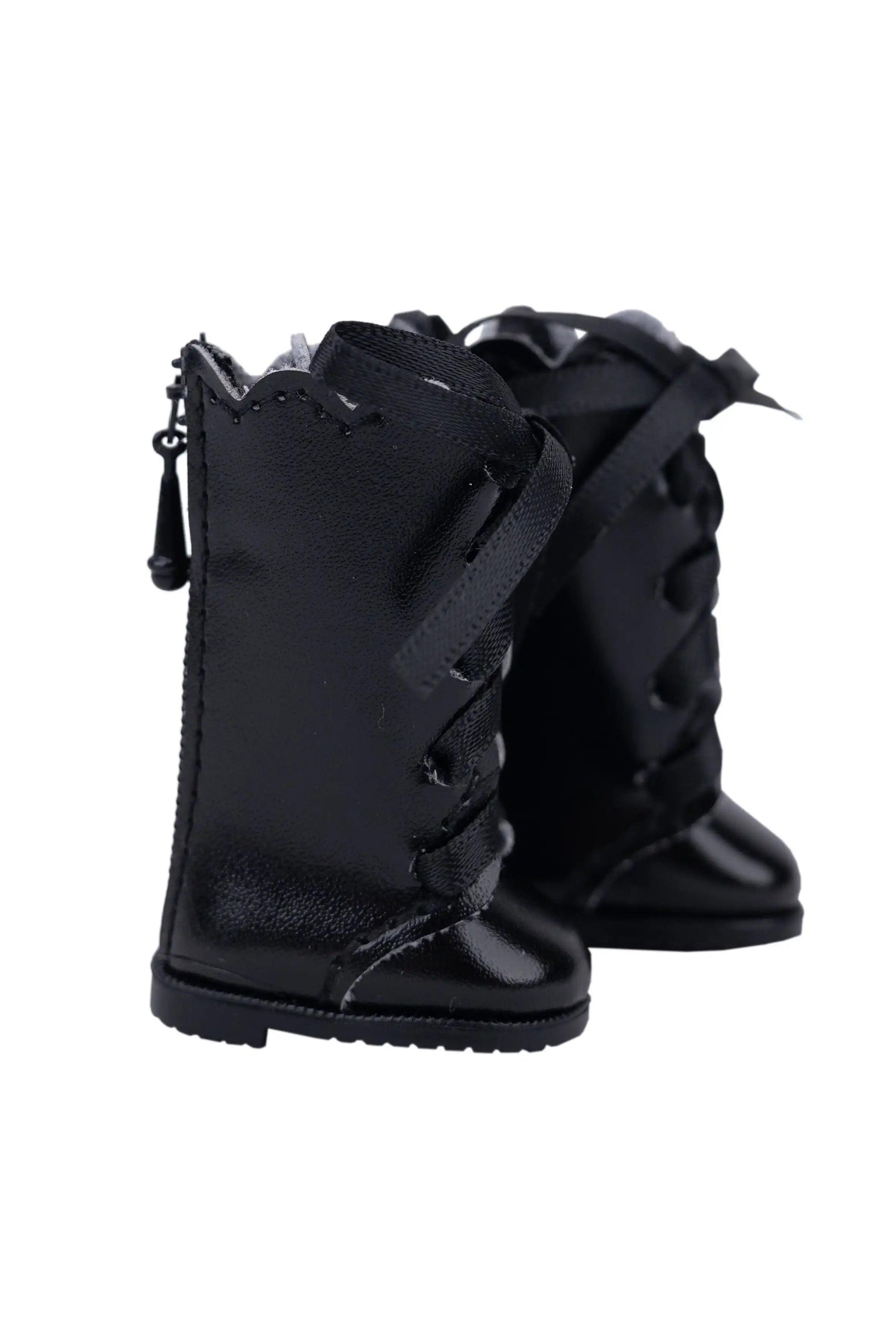 Lace Up Boots for Mori Lolli Dolls in Black Color - Right