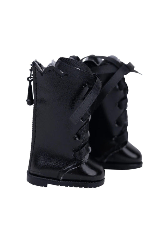 Lace Up Boots for Mori Lolli Dolls in Black Color - Right