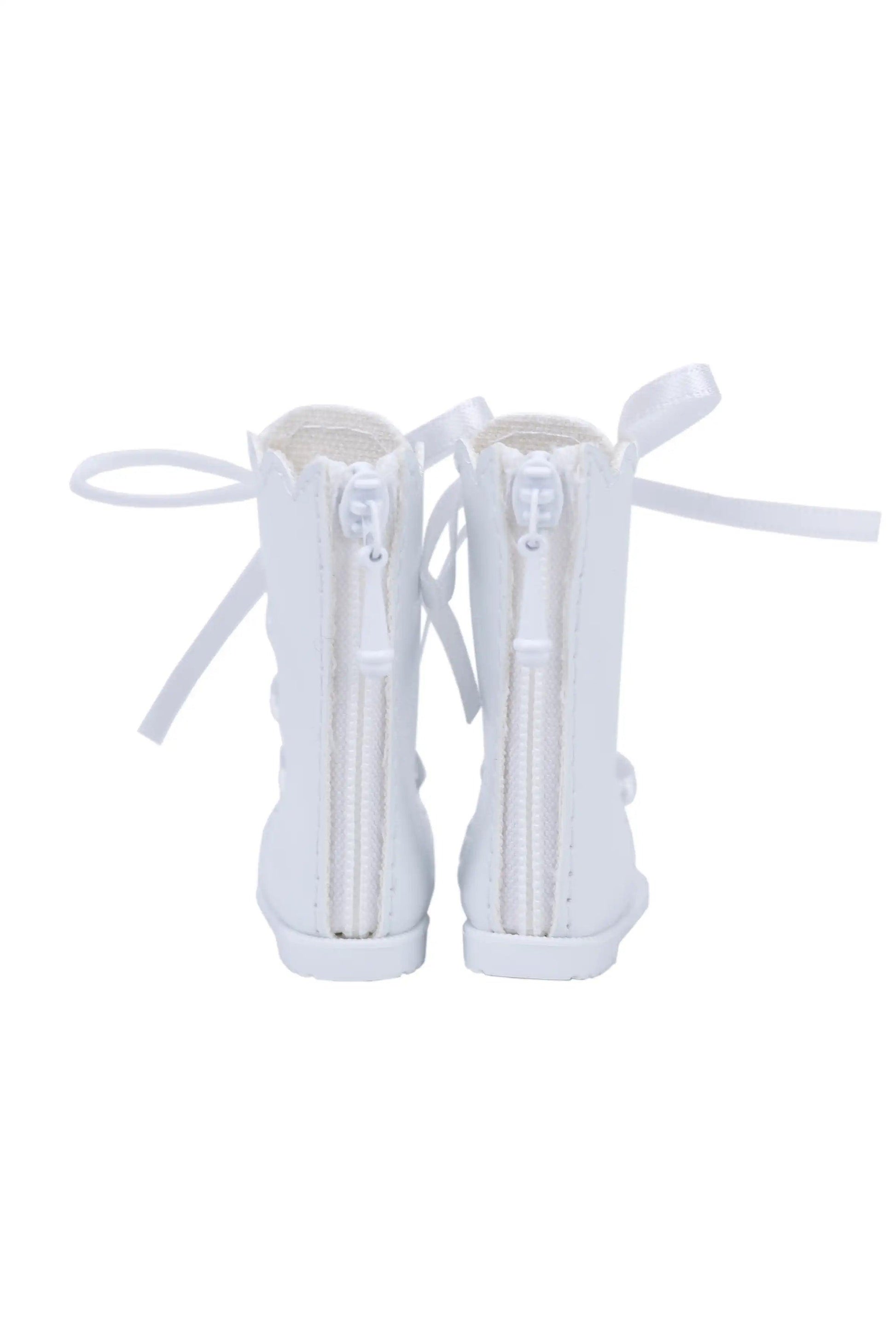Lace Up Boots for Mori Lolli Dolls in White Color - Back