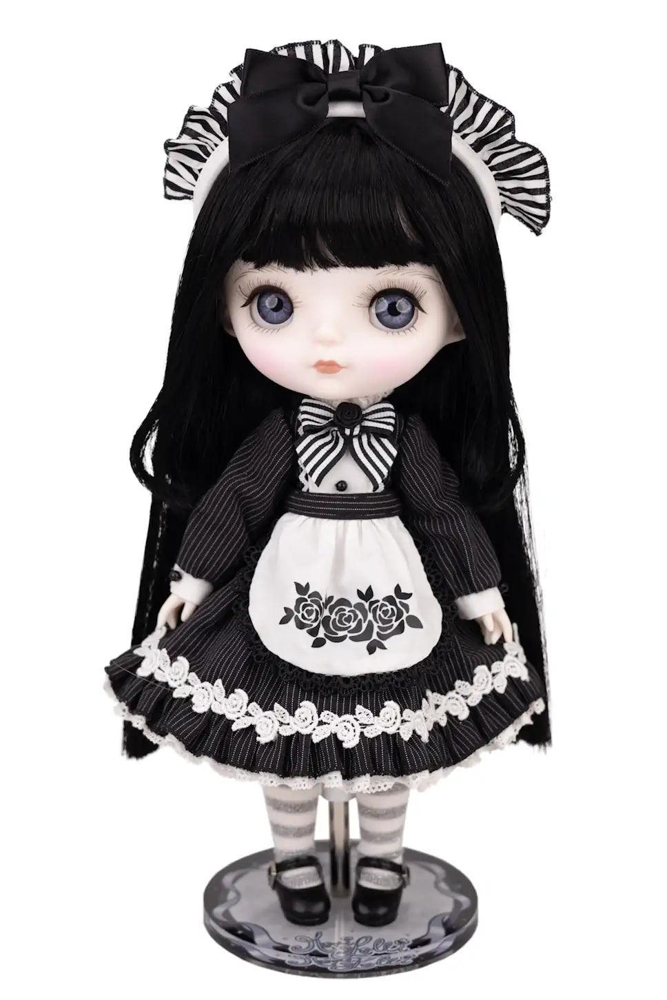 Doll Stand for Mori Lolli Dolls - Black Color with Night Bloom Doll