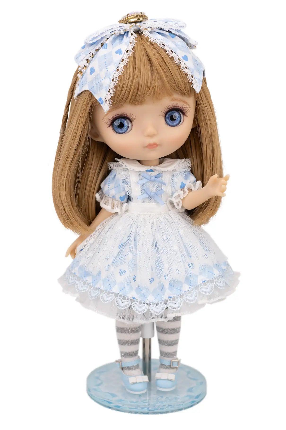 Doll Stand for Mori Lolli Dolls - Blue Color with Alice Doll