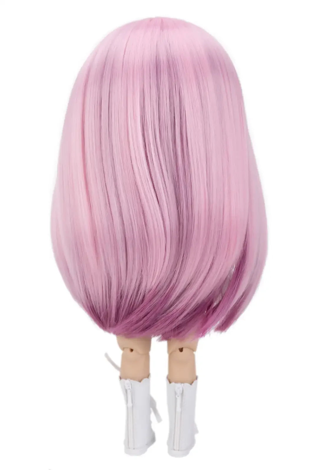 Center Parted Long Straight Hair with Bangs-Color: Baby Pink & Magenta-Back view