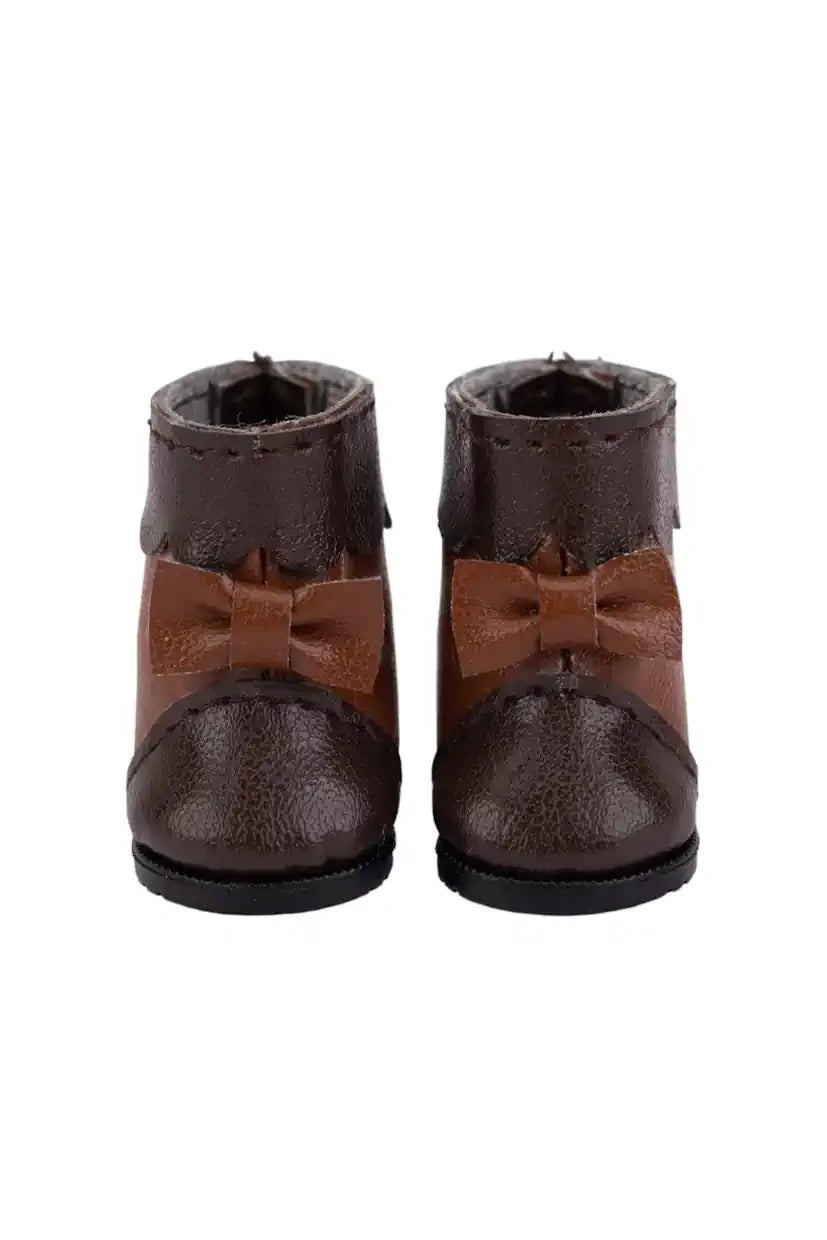 Two-Toned Bow Boots (Brown) Front View