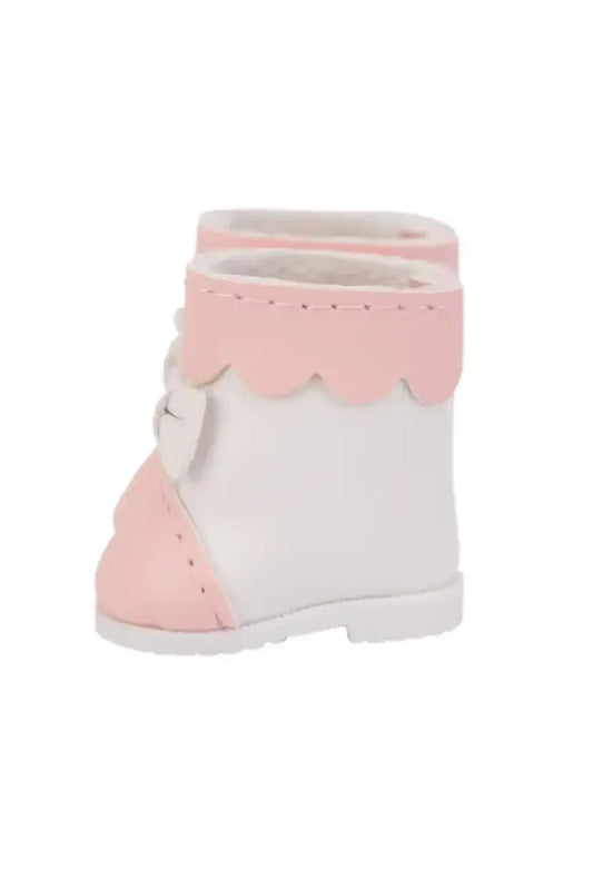 Two-Toned Bow Boots (Pink&White) Side View