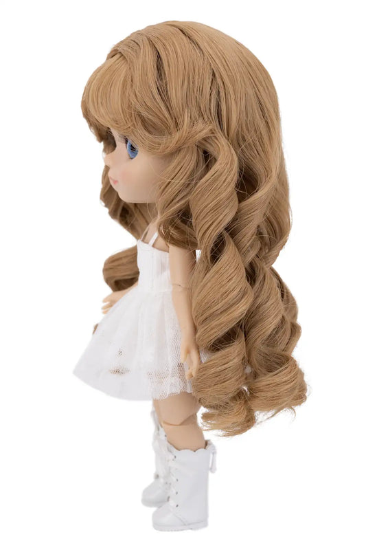 Side view of Golden Brown Swirl Wig for Mori Lolli Dolls