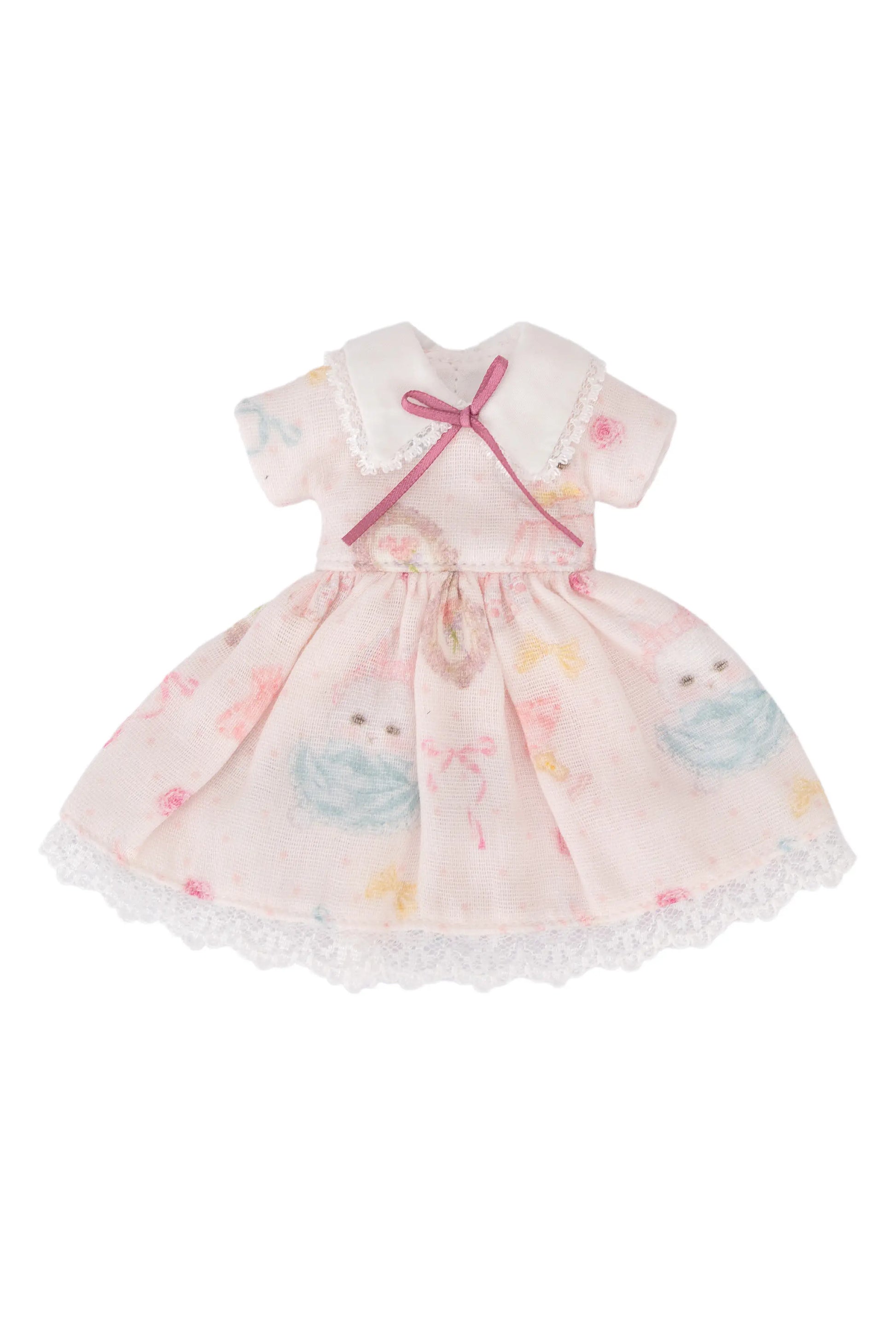 Pink dress with bunny pattern on a white background