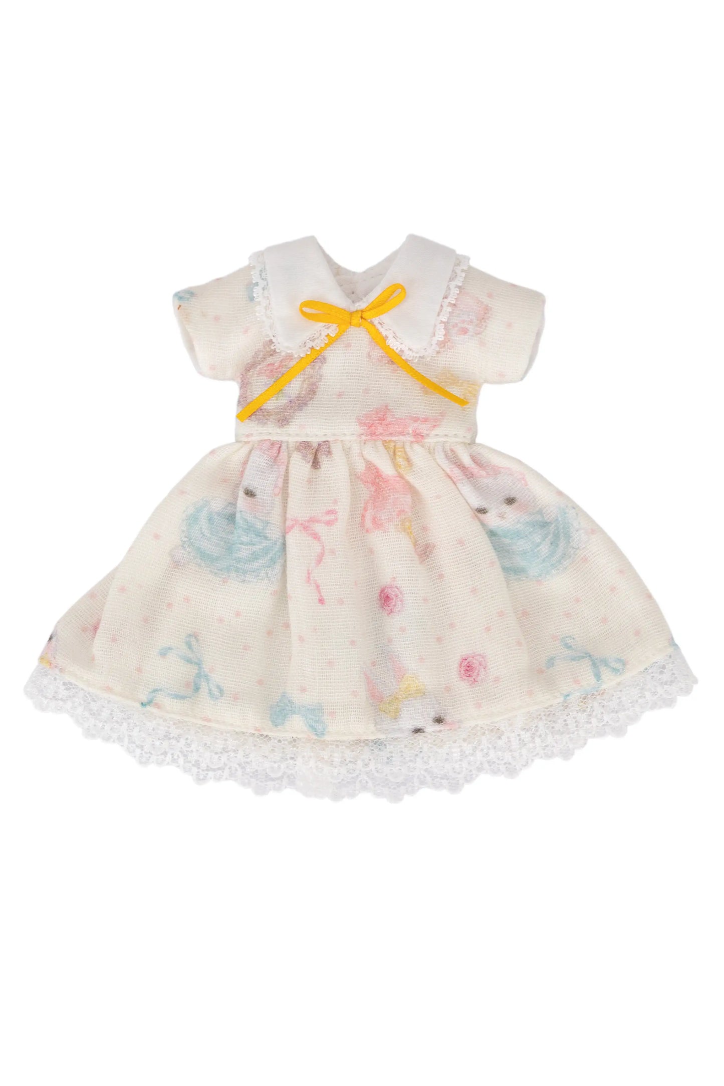 White dress with bunny pattern on a white background