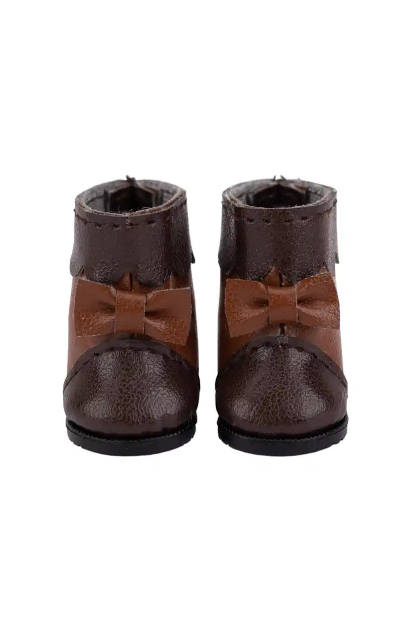 Two-Toned Bow Boots (Brown) Front View