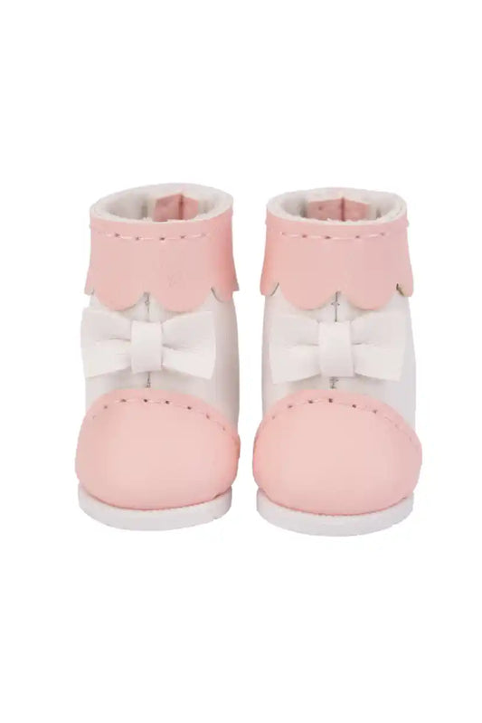 Two-Toned Bow Boots (Pink&White) Front View